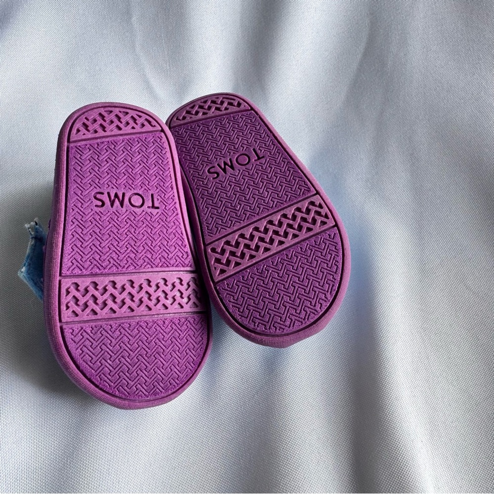 Toms Kids Slip On‎ Alpargata Flats Size T4 Tie Dye Blue Purple Oceana Turtle - Picture 4 of 11
